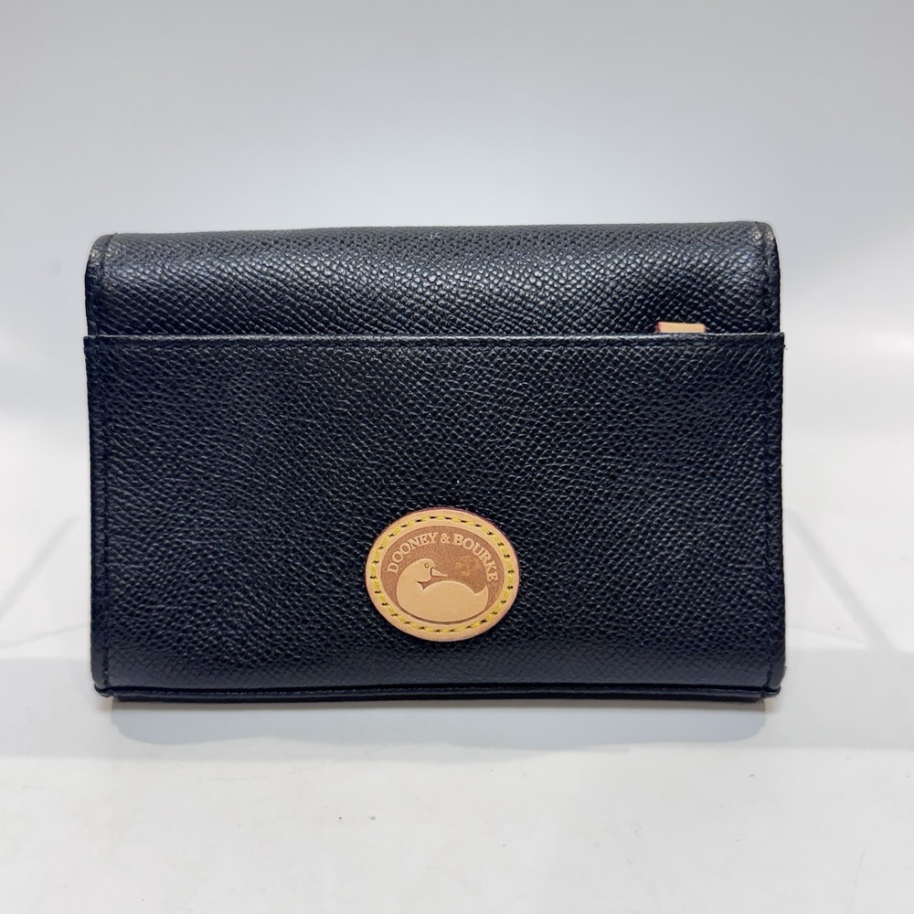 Vintage Dooney‎ & Bourke AWL Leather Clutch Wallet Black Duck Logo Red Lining